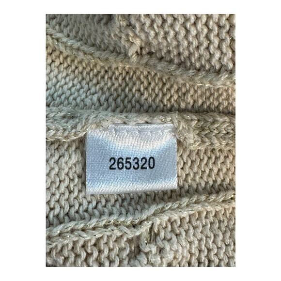 Ann Taylor LOFT Women's Medium Glittery Gold Cable Knit V-Neck Pullover Sweater - Picture 7 of 7